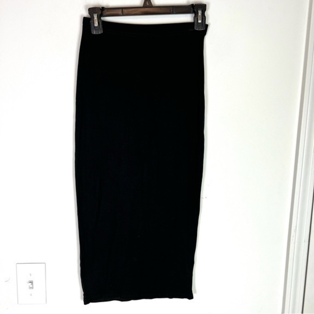 Boohoo Skirt womens 6 Black Midi Pencil Long Length Strecthy